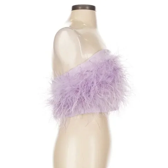 BNWOT Lovers + Friends Lavender Feather Boa Crop Top, Size S - Picture 6 of 8